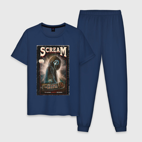 Мужская пижама хлопок с принтом ghostface , 100% хлопок | брюки и футболка прямого кроя, без карманов, на брюках мягкая резинка на поясе и по низу штанин
 | 