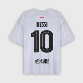 Мужская футболка oversize 3D с принтом Лионель Месси Барселона форма 22 23 гостевая в Петрозаводске,  |  | 