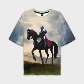 Мужская футболка oversize 3D с принтом Воин рыцарь на лошади ,  |  | 
