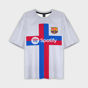 Мужская футболка oversize 3D с принтом Барселона форма 22 23 гостевая в Петрозаводске,  |  | 