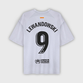 Мужская футболка oversize 3D с принтом Роберт Левандовский Барселона форма 22 23 гостевая в Петрозаводске,  |  | 