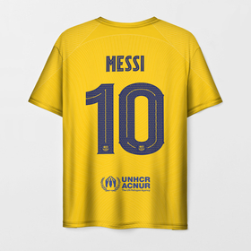 Мужская футболка 3D с принтом Лионель Месси Барселона форма 22 23 третья в Кировске, 100% полиэфир | прямой крой, круглый вырез горловины, длина до линии бедер | 
