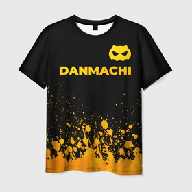 Мужская футболка 3D с принтом DanMachi   gold gradient: символ сверху в Белгороде, 100% полиэфир | прямой крой, круглый вырез горловины, длина до линии бедер | Тематика изображения на принте: 