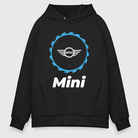 Мужское худи Oversize хлопок с принтом Mini в стиле Top Gear в Петрозаводске, френч-терри — 70% хлопок, 30% полиэстер. Мягкий теплый начес внутри —100% хлопок | боковые карманы, эластичные манжеты и нижняя кромка, капюшон на магнитной кнопке | 