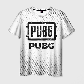 Мужская футболка 3D с принтом PUBG с потертостями на светлом фоне в городе Новоалтайск, 100% полиэфир | прямой крой, круглый вырез горловины, длина до линии бедер | 
