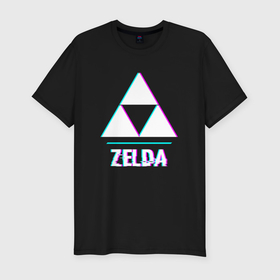 Мужская футболка хлопок Slim с принтом Zelda в стиле glitch и баги графики в Кировске, 92% хлопок, 8% лайкра | приталенный силуэт, круглый вырез ворота, длина до линии бедра, короткий рукав | 