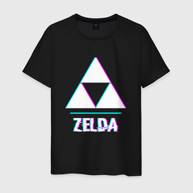 Мужская футболка хлопок с принтом Zelda в стиле glitch и баги графики в Кировске, 100% хлопок | прямой крой, круглый вырез горловины, длина до линии бедер, слегка спущенное плечо. | 