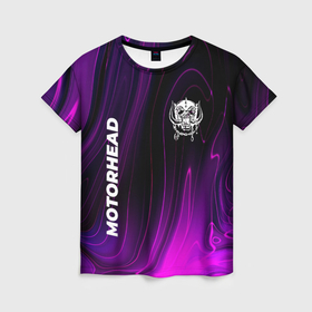 Женская футболка 3D с принтом Motorhead violet plasma в Кировске, 100% полиэфир ( синтетическое хлопкоподобное полотно) | прямой крой, круглый вырез горловины, длина до линии бедер | 