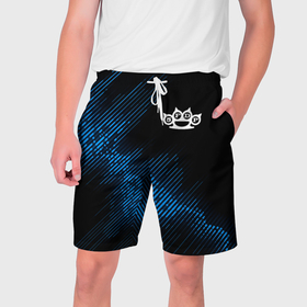 Мужские шорты 3D с принтом Five Finger Death Punch звуковая волна в Екатеринбурге,  полиэстер 100% | прямой крой, два кармана без застежек по бокам. Мягкая трикотажная резинка на поясе, внутри которой широкие завязки. Длина чуть выше колен | 