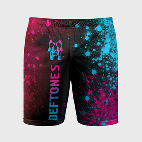 Мужские шорты спортивные с принтом Deftones   neon gradient: по вертикали в Тюмени,  |  | Тематика изображения на принте: 