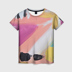 Женская футболка 3D с принтом Масляные краски в Курске, 100% полиэфир ( синтетическое хлопкоподобное полотно) | прямой крой, круглый вырез горловины, длина до линии бедер | 