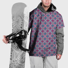 Накидка на куртку 3D с принтом Геометрический узор в темных красном и синем цвете в Кировске, 100% полиэстер |  | 