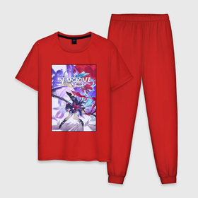 Мужская пижама хлопок с принтом Seele Honkai: Star Rail , 100% хлопок | брюки и футболка прямого кроя, без карманов, на брюках мягкая резинка на поясе и по низу штанин
 | Тематика изображения на принте: 