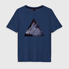Мужская футболка хлопок Oversize с принтом Ночной Волк , 100% хлопок | свободный крой, круглый ворот, “спинка” длиннее передней части | Тематика изображения на принте: 
