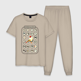 Мужская пижама хлопок с принтом ChickenGun GUN в Тюмени, 100% хлопок | брюки и футболка прямого кроя, без карманов, на брюках мягкая резинка на поясе и по низу штанин
 | 