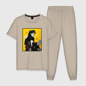 Мужская пижама хлопок с принтом Blade   Honkai Star Rail в Белгороде, 100% хлопок | брюки и футболка прямого кроя, без карманов, на брюках мягкая резинка на поясе и по низу штанин
 | Тематика изображения на принте: 