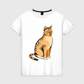 Женская футболка хлопок с принтом Очень сердитый кот в Кировске, 100% хлопок | прямой крой, круглый вырез горловины, длина до линии бедер, слегка спущенное плечо | 