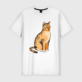 Мужская футболка хлопок Slim с принтом Очень сердитый кот в Кировске, 92% хлопок, 8% лайкра | приталенный силуэт, круглый вырез ворота, длина до линии бедра, короткий рукав | Тематика изображения на принте: 
