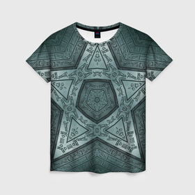 Женская футболка 3D с принтом Звёздочный древний набор сигилов в Новосибирске, 100% полиэфир ( синтетическое хлопкоподобное полотно) | прямой крой, круглый вырез горловины, длина до линии бедер | 