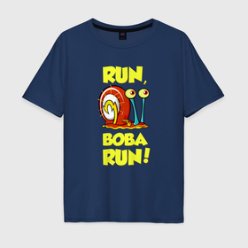 Мужская футболка хлопок Oversize с принтом Run Вова run в Новосибирске, 100% хлопок | свободный крой, круглый ворот, “спинка” длиннее передней части | 