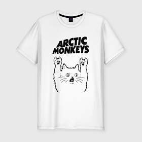 Мужская футболка хлопок Slim с принтом Arctic Monkeys   rock cat , 92% хлопок, 8% лайкра | приталенный силуэт, круглый вырез ворота, длина до линии бедра, короткий рукав | 