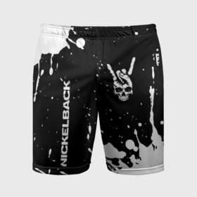 Мужские шорты спортивные с принтом Nickelback и рок символ на темном фоне в Петрозаводске,  |  | 