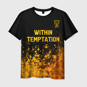 Мужская футболка 3D с принтом Within Temptation   gold gradient: символ сверху в Санкт-Петербурге, 100% полиэфир | прямой крой, круглый вырез горловины, длина до линии бедер | 