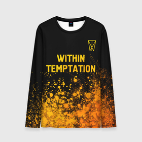 Мужской лонгслив 3D с принтом Within Temptation   gold gradient: символ сверху в Санкт-Петербурге, 100% полиэстер | длинные рукава, круглый вырез горловины, полуприлегающий силуэт | 