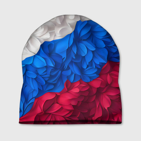 Шапка 3D с принтом Флаг России из цветов в Тюмени, 100% полиэстер | универсальный размер, печать по всей поверхности изделия | 