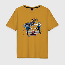 Мужская футболка хлопок Oversize с принтом Мыши байкеры с Марса в Кировске, 100% хлопок | свободный крой, круглый ворот, “спинка” длиннее передней части | 