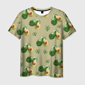 Мужская футболка 3D с принтом Авокадо и веточка в Курске, 100% полиэфир | прямой крой, круглый вырез горловины, длина до линии бедер | 