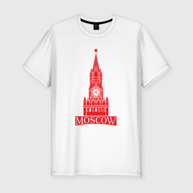 Мужская футболка хлопок Slim с принтом Kremlin Moscow в Белгороде, 92% хлопок, 8% лайкра | приталенный силуэт, круглый вырез ворота, длина до линии бедра, короткий рукав | Тематика изображения на принте: 