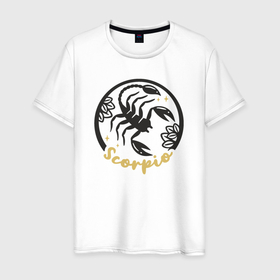 Мужская футболка хлопок с принтом Скорпион знаки зодиака в Курске, 100% хлопок | прямой крой, круглый вырез горловины, длина до линии бедер, слегка спущенное плечо. | Тематика изображения на принте: 