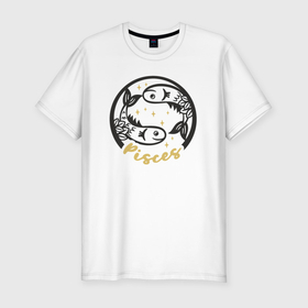 Мужская футболка хлопок Slim с принтом Зодиак рыбы в Курске, 92% хлопок, 8% лайкра | приталенный силуэт, круглый вырез ворота, длина до линии бедра, короткий рукав | 