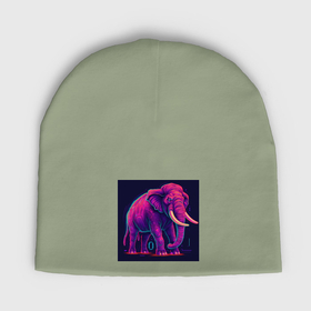 Мужская шапка демисезонная с принтом Яркий неоновый слон в Тюмени,  |  | Тематика изображения на принте: 