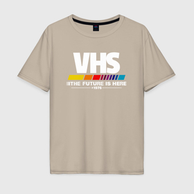Мужская футболка хлопок Oversize с принтом VHS retro 1976 в Санкт-Петербурге, 100% хлопок | свободный крой, круглый ворот, “спинка” длиннее передней части | Тематика изображения на принте: 