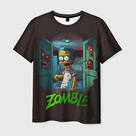Мужская футболка 3D с принтом Гомер зомби в Кировске, 100% полиэфир | прямой крой, круглый вырез горловины, длина до линии бедер | Тематика изображения на принте: 