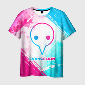 Мужская футболка 3D с принтом Evangelion neon gradient style в Тюмени, 100% полиэфир | прямой крой, круглый вырез горловины, длина до линии бедер | 