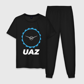 Мужская пижама хлопок с принтом UAZ в стиле Top Gear в Петрозаводске, 100% хлопок | брюки и футболка прямого кроя, без карманов, на брюках мягкая резинка на поясе и по низу штанин
 | Тематика изображения на принте: 