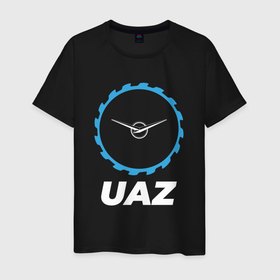 Мужская футболка хлопок с принтом UAZ в стиле Top Gear в Петрозаводске, 100% хлопок | прямой крой, круглый вырез горловины, длина до линии бедер, слегка спущенное плечо. | Тематика изображения на принте: 