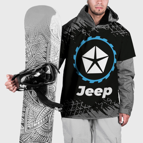 Накидка на куртку 3D с принтом Jeep в стиле Top Gear со следами шин на фоне в Тюмени, 100% полиэстер |  | 