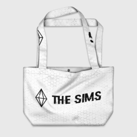 Пляжная сумка 3D с принтом The Sims glitch на светлом фоне: надпись и символ в городе Новоалтайск, 100% полиэстер | застегивается на металлическую кнопку; внутренний карман застегивается на молнию. Стенки укреплены специальным мягким материалом, чтобы защитить содержимое от несильных ударов
 | 