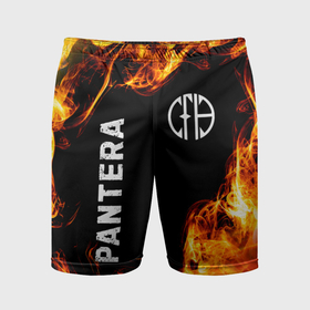 Мужские шорты спортивные с принтом Pantera и пылающий огонь в Санкт-Петербурге,  |  | 