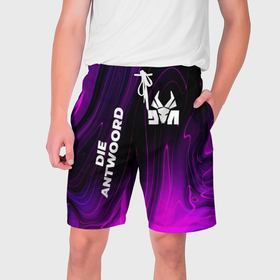 Мужские шорты 3D с принтом Die Antwoord violet plasma в Санкт-Петербурге,  полиэстер 100% | прямой крой, два кармана без застежек по бокам. Мягкая трикотажная резинка на поясе, внутри которой широкие завязки. Длина чуть выше колен | 