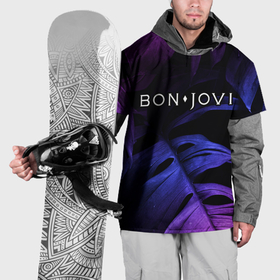 Накидка на куртку 3D с принтом Bon Jovi neon monstera в Екатеринбурге, 100% полиэстер |  | 