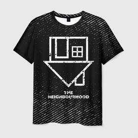 Мужская футболка 3D с принтом The Neighbourhood с потертостями на темном фоне в Тюмени, 100% полиэфир | прямой крой, круглый вырез горловины, длина до линии бедер | 