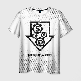 Мужская футболка 3D с принтом System of a Down с потертостями на светлом фоне в Кировске, 100% полиэфир | прямой крой, круглый вырез горловины, длина до линии бедер | 