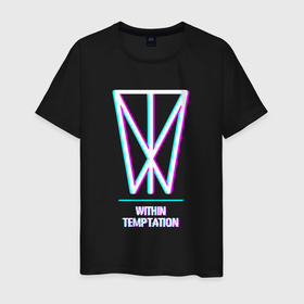 Мужская футболка хлопок с принтом Within Temptation glitch rock в Курске, 100% хлопок | прямой крой, круглый вырез горловины, длина до линии бедер, слегка спущенное плечо. | Тематика изображения на принте: 