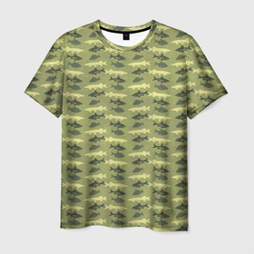 Мужская футболка 3D с принтом Камуфляж рыболовный , 100% полиэфир | прямой крой, круглый вырез горловины, длина до линии бедер | 