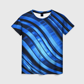 Женская футболка 3D с принтом Темно синий металлик в Белгороде, 100% полиэфир ( синтетическое хлопкоподобное полотно) | прямой крой, круглый вырез горловины, длина до линии бедер | 